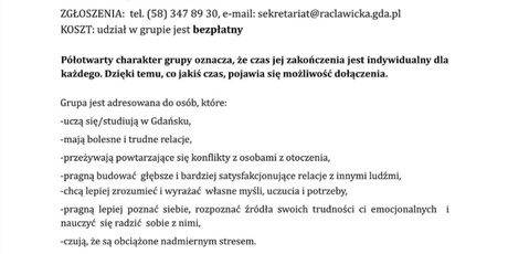 Terapeutyczna grupa młodzieżowa - "Młodzi dorośli"
